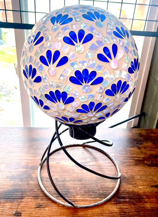 Gazing Ball-Blue Flower 10"