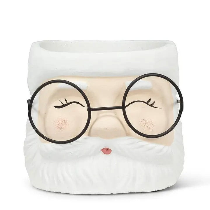 Large Santa Planter With Glasses