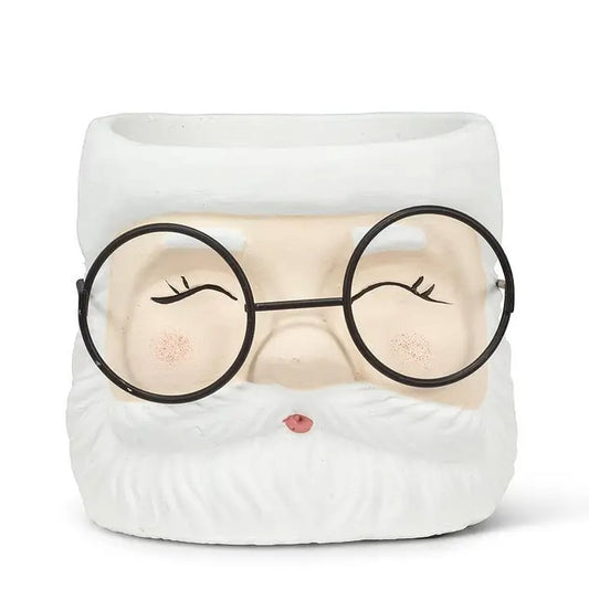 Large Santa Planter With Glasses