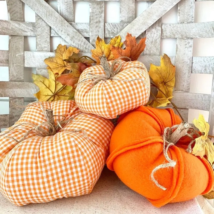 Pumpkin Set-Orange Gingham Pil