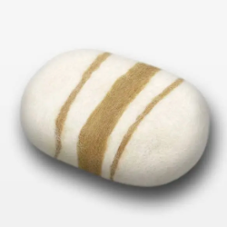 Striped Lemon Ginger Felted Soap - White