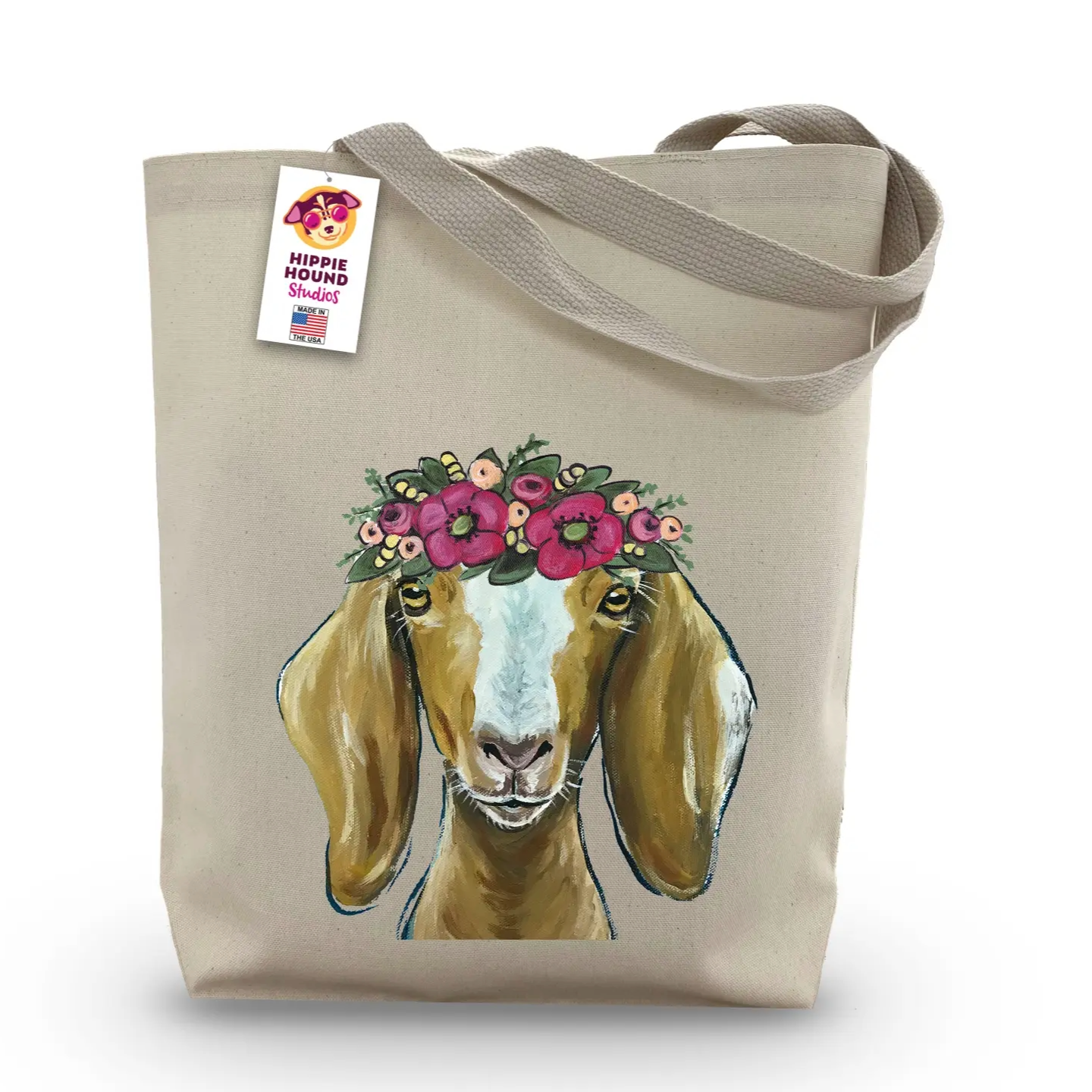 Madge Goat Pink Flowers Tote